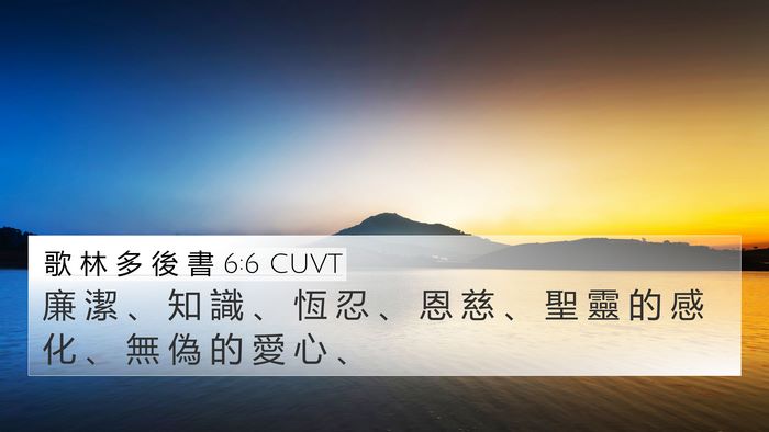 歌 林 多 後 書 6:6 CUVT Bible Verse Image