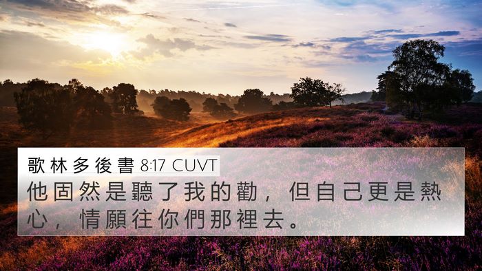 歌 林 多 後 書 8:17 CUVT Bible Verse Image