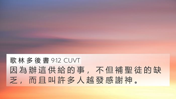 歌 林 多 後 書 9:12 CUVT 4K Wallpaper - 因 為 辦 這 供 給 的 事 ， 不 但 補 - 4K Wallpaper Bible Verse