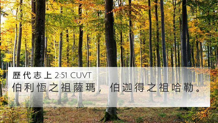 歷 代 志 上 2:51 CUVT 4K Wallpaper - 伯 利 恆 之 祖 薩 瑪 ， 伯 迦 得 之 - 4K Wallpaper Bible Verse