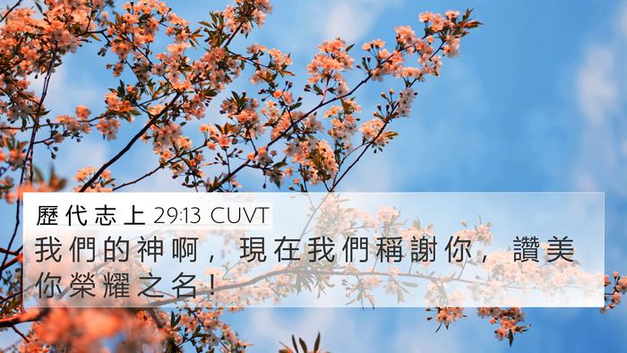 歷 代 志 上 29:13 CUVT Bible Verse Image
