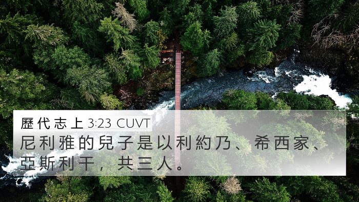 歷 代 志 上 3:23 CUVT 4K Wallpaper - 尼 利 雅 的 兒 子 是 以 利 約 乃 、 - 4K Wallpaper Bible Verse