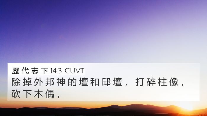 歷 代 志 下 14:3 CUVT Bible Verse Image