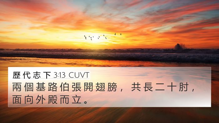 歷 代 志 下 3:13 CUVT 4K Wallpaper - 兩 個 基 路 伯 張 開 翅 膀 ， 共 長 - 4K Wallpaper Bible Verse