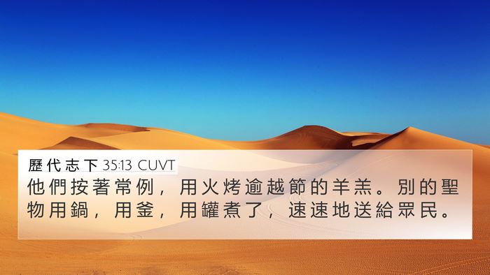 歷 代 志 下 35:13 CUVT 4K Wallpaper - 他 們 按 著 常 例 ， 用 火 烤 逾 越 - 4K Wallpaper Bible Verse
