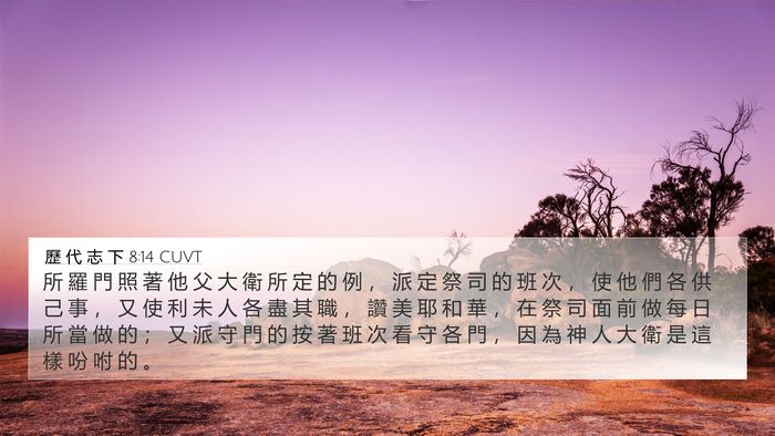 歷 代 志 下 8:14 CUVT Bible Verse Image