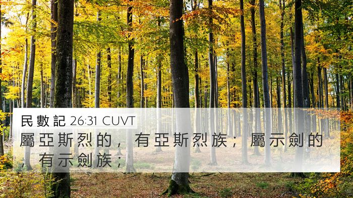 民 數 記 26:31 CUVT 4K Wallpaper - 屬 亞 斯 烈 的 ， 有 亞 斯 烈 族 ； - 4K Wallpaper Bible Verse