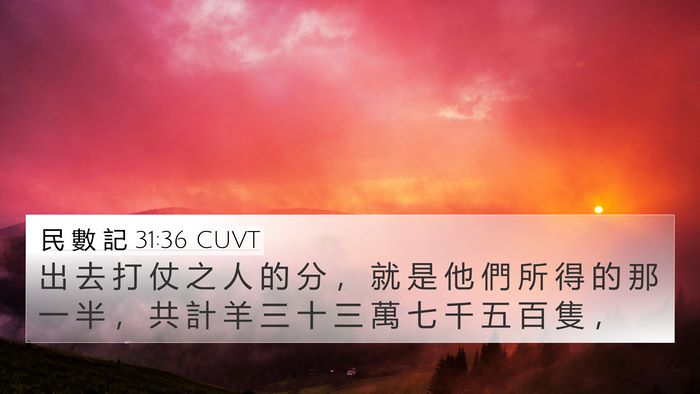 民 數 記 31:36 CUVT 4K Wallpaper - 出 去 打 仗 之 人 的 分 ， 就 是 他 - 4K Wallpaper Bible Verse