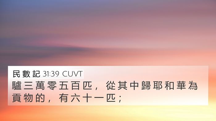 民 數 記 31:39 CUVT 4K Wallpaper - 驢 三 萬 零 五 百 匹 ， 從 其 中 歸 - 4K Wallpaper Bible Verse