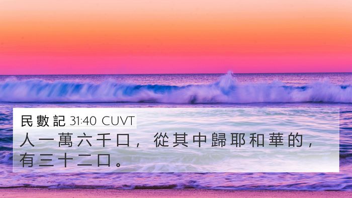 民 數 記 31:40 CUVT 4K Wallpaper - 人 一 萬 六 千 口 ， 從 其 中 歸 耶 - 4K Wallpaper Bible Verse