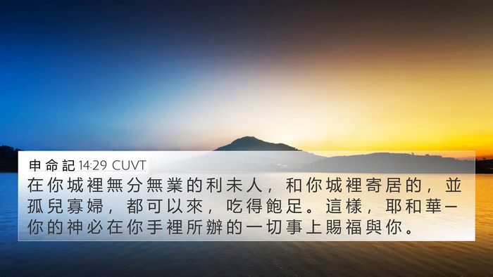 申 命 記 14:29 CUVT 4K Wallpaper - 在 你 城 裡 無 分 無 業 的 利 未 人 - 4K Wallpaper Bible Verse