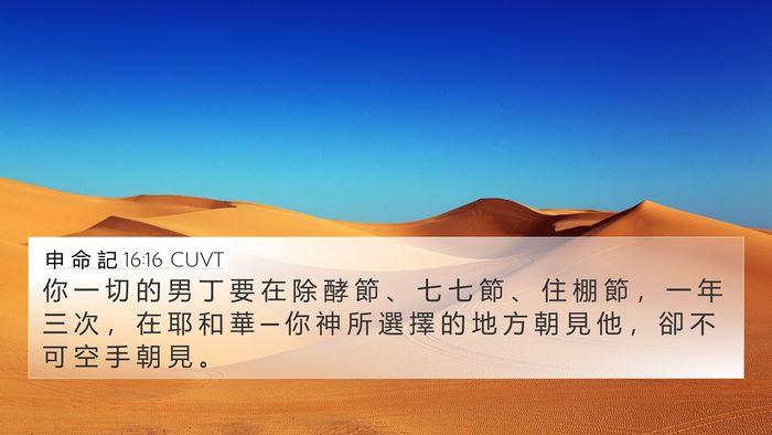 申 命 記 16:16 CUVT 4K Wallpaper - 你 一 切 的 男 丁 要 在 除 酵 節 、 - 4K Wallpaper Bible Verse