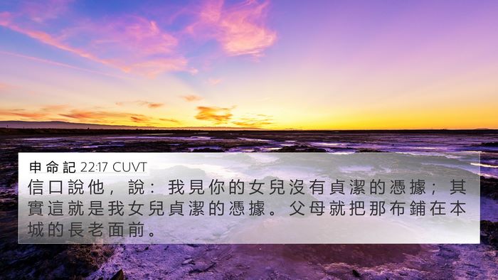 申 命 記 22:17 CUVT 4K Wallpaper - 信 口 說 他 ， 說 ： 我 見 你 的 女 - 4K Wallpaper Bible Verse