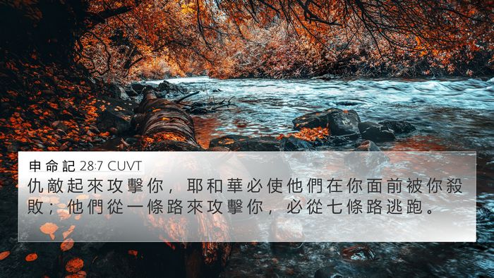 申 命 記 28:7 CUVT Bible Verse Image