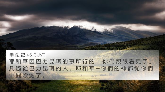 申 命 記 4:3 CUVT 4K Wallpaper - 耶 和 華 因 巴 力 毘 珥 的 事 所 行 - 4K Wallpaper Bible Verse