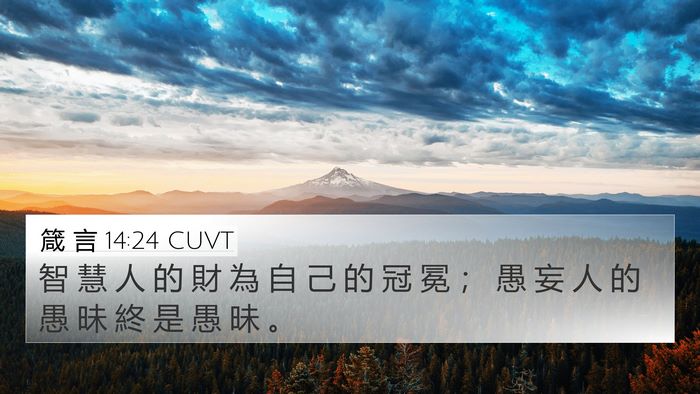 箴 言 14:24 CUVT 4K Wallpaper - 智 慧 人 的 財 為 自 己 的 冠 冕 ； - 4K Wallpaper Bible Verse