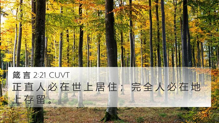 箴 言 2:21 CUVT Bible Verse Image