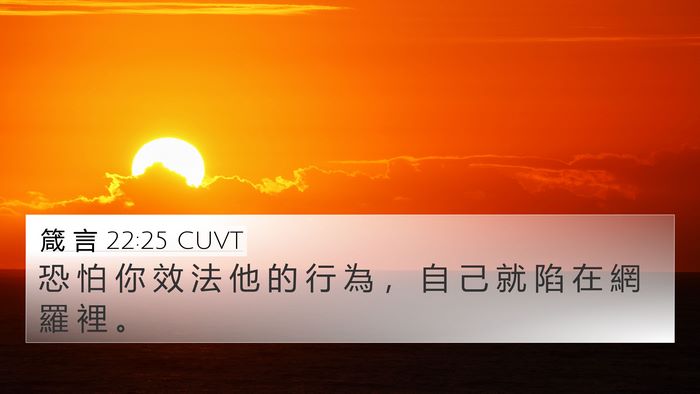 箴 言 22:25 CUVT 4K Wallpaper - 恐 怕 你 效 法 他 的 行 為 ， 自 己 - 4K Wallpaper Bible Verse