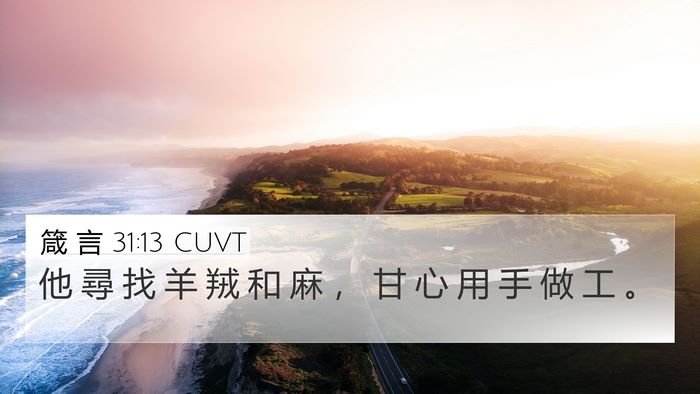 箴 言 31:13 CUVT 4K Wallpaper - 他 尋 找 羊 羢 和 麻 ， 甘 心 用 手 - 4K Wallpaper Bible Verse