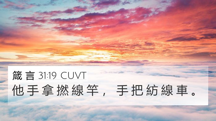 箴 言 31:19 CUVT 4K Wallpaper - 他 手 拿 撚 線 竿 ， 手 把 紡 線 車 - 4K Wallpaper Bible Verse