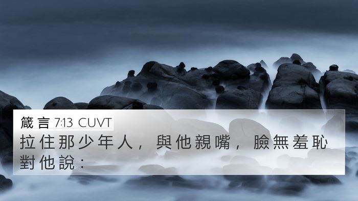 箴 言 7:13 CUVT 4K Wallpaper - 拉 住 那 少 年 人 ， 與 他 親 嘴 ， - 4K Wallpaper Bible Verse