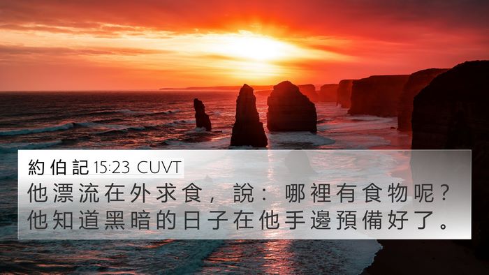 約 伯 記 15:23 CUVT 4K Wallpaper - 他 漂 流 在 外 求 食 ， 說 ： 哪 裡 - 4K Wallpaper Bible Verse