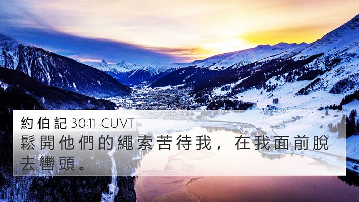 約 伯 記 30:11 CUVT 4K Wallpaper - 鬆 開 他 們 的 繩 索 苦 待 我 ， 在 - 4K Wallpaper Bible Verse