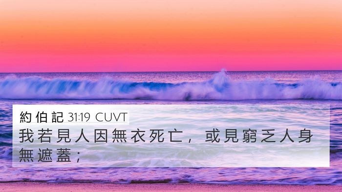 約 伯 記 31:19 CUVT Bible Verse Image