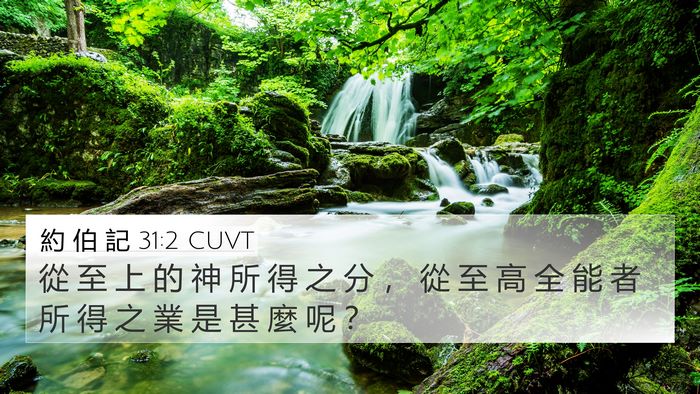 約 伯 記 31:2 CUVT 4K Wallpaper - 從 至 上 的 神 所 得 之 分 ， 從 至 - 4K Wallpaper Bible Verse