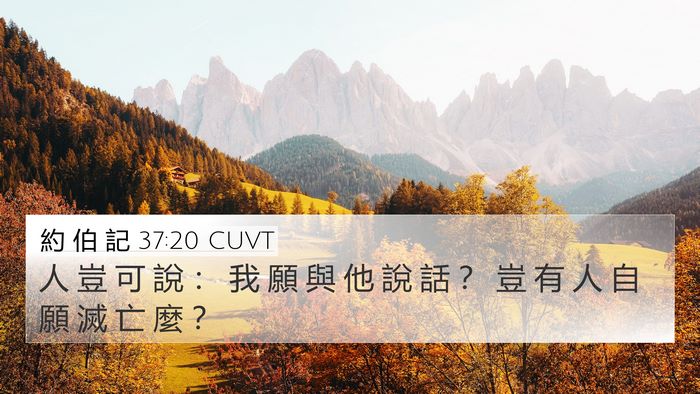 約 伯 記 37:20 CUVT 4K Wallpaper - 人 豈 可 說 ： 我 願 與 他 說 話 ？ - 4K Wallpaper Bible Verse