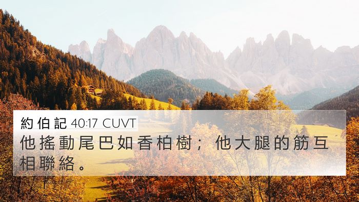 約 伯 記 40:17 CUVT 4K Wallpaper - 他 搖 動 尾 巴 如 香 柏 樹 ； 他 大 - 4K Wallpaper Bible Verse