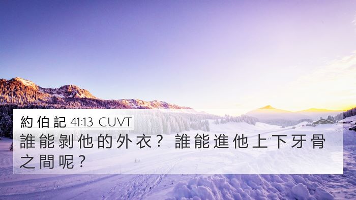 約 伯 記 41:13 CUVT 4K Wallpaper - 誰 能 剝 他 的 外 衣 ？ 誰 能 進 他 - 4K Wallpaper Bible Verse