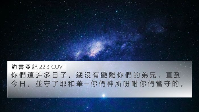 約 書 亞 記 22:3 CUVT 4K Wallpaper - 你 們 這 許 多 日 子 ， 總 沒 有 撇 - 4K Wallpaper Bible Verse