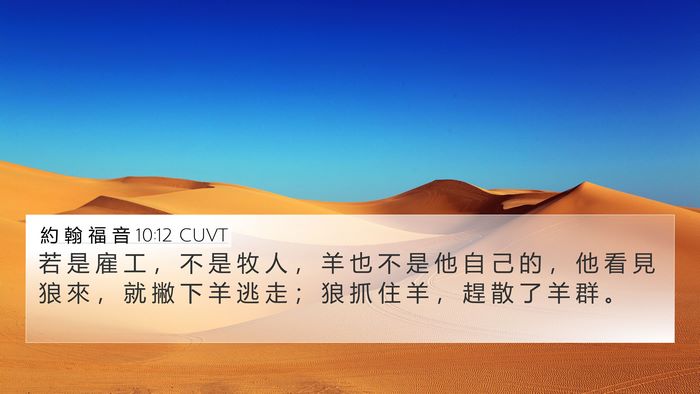 約 翰 福 音 10:12 CUVT Bible Verse Image
