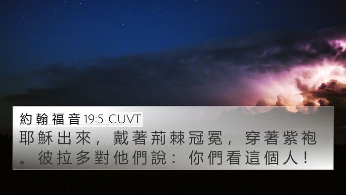 約 翰 福 音 19:5 CUVT 4K Wallpaper - 耶 穌 出 來 ， 戴 著 荊 棘 冠 冕 ， - 4K Wallpaper Bible Verse