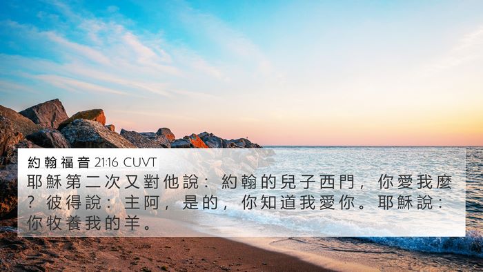 約 翰 福 音 21:16 CUVT 4K Wallpaper - 耶 穌 第 二 次 又 對 他 說 ： 約 翰 - 4K Wallpaper Bible Verse