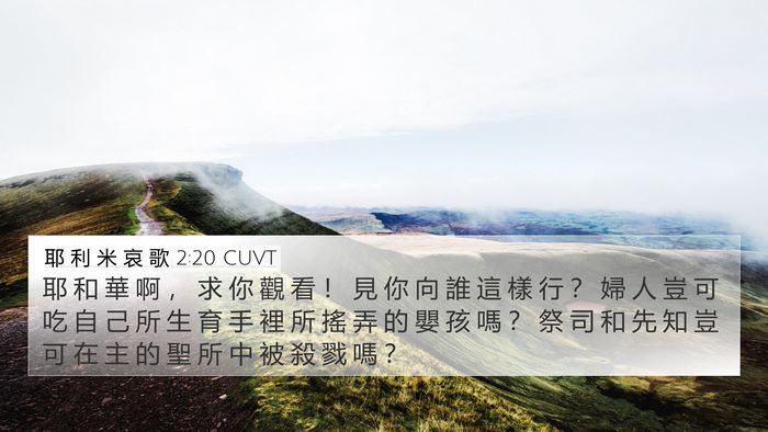 耶 利 米 哀 歌 2:20 CUVT Bible Verse Image