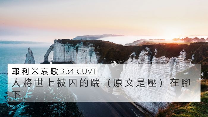 耶 利 米 哀 歌 3:34 CUVT Bible Verse Image