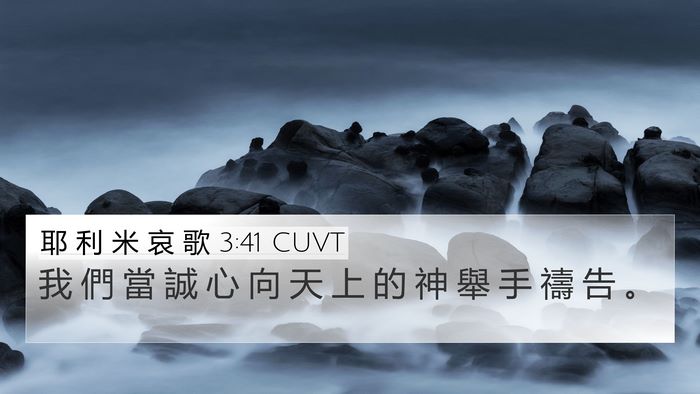 耶 利 米 哀 歌 3:41 CUVT Bible Verse Image