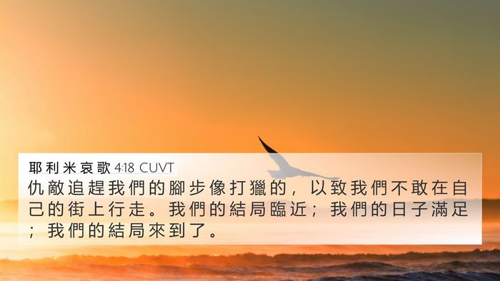 耶 利 米 哀 歌 4:18 CUVT Bible Verse Image
