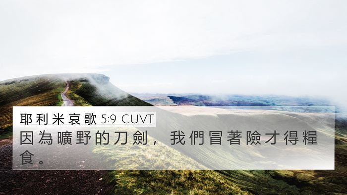 耶 利 米 哀 歌 5:9 CUVT 4K Wallpaper - 因 為 曠 野 的 刀 劍 ， 我 們 冒 著 - 4K Wallpaper Bible Verse