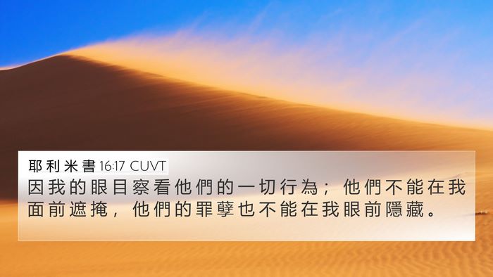 耶 利 米 書 16:17 CUVT 4K Wallpaper - 因 我 的 眼 目 察 看 他 們 的 一 切 - 4K Wallpaper Bible Verse
