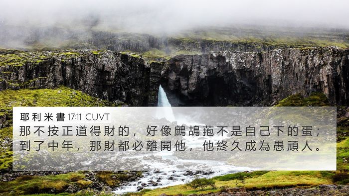 耶 利 米 書 17:11 CUVT Bible Verse Image