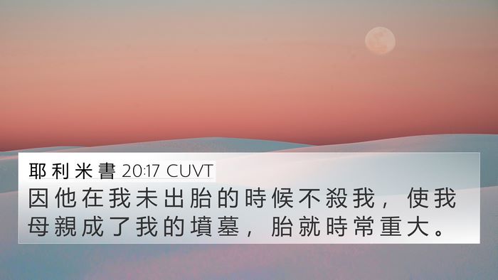 耶 利 米 書 20:17 CUVT Bible Verse Image