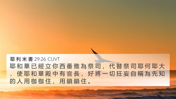 耶 利 米 書 29:26 CUVT Bible Verse Image