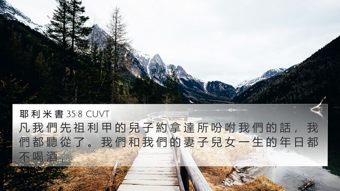 耶 利 米 書 35:8 CUVT Bible Verse Image