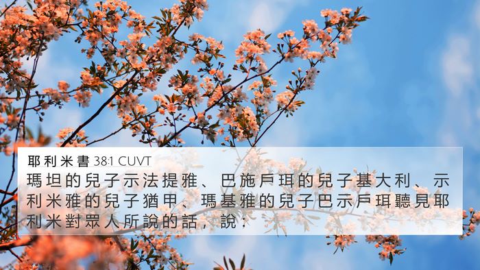 耶 利 米 書 38:1 CUVT Bible Verse Image
