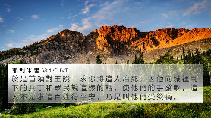 耶 利 米 書 38:4 CUVT Bible Verse Image