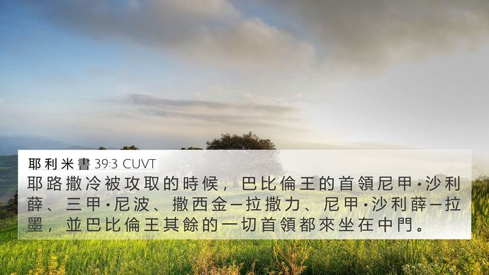 耶 利 米 書 39:3 CUVT Bible Verse Image