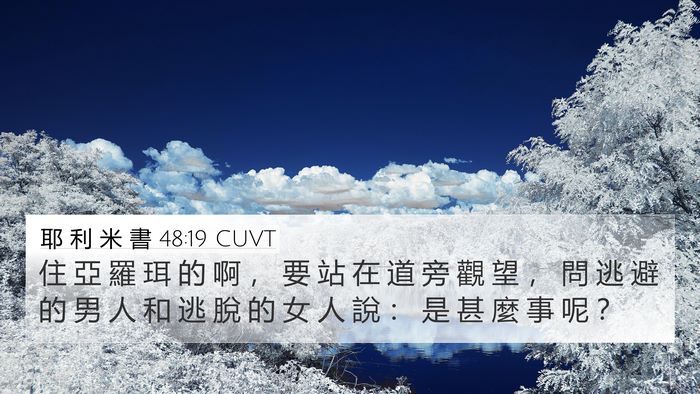 耶 利 米 書 48:19 CUVT 4K Wallpaper - 住 亞 羅 珥 的 啊 ， 要 站 在 道 旁 - 4K Wallpaper Bible Verse